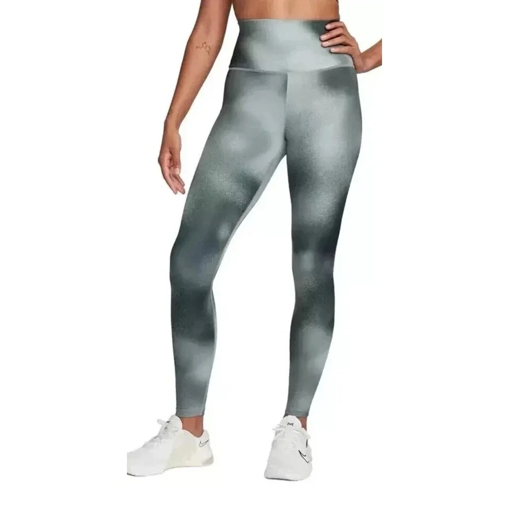 NEW Nike One Leggings Pants Dri-FIT High Rise Printed Training Gray Womens Small